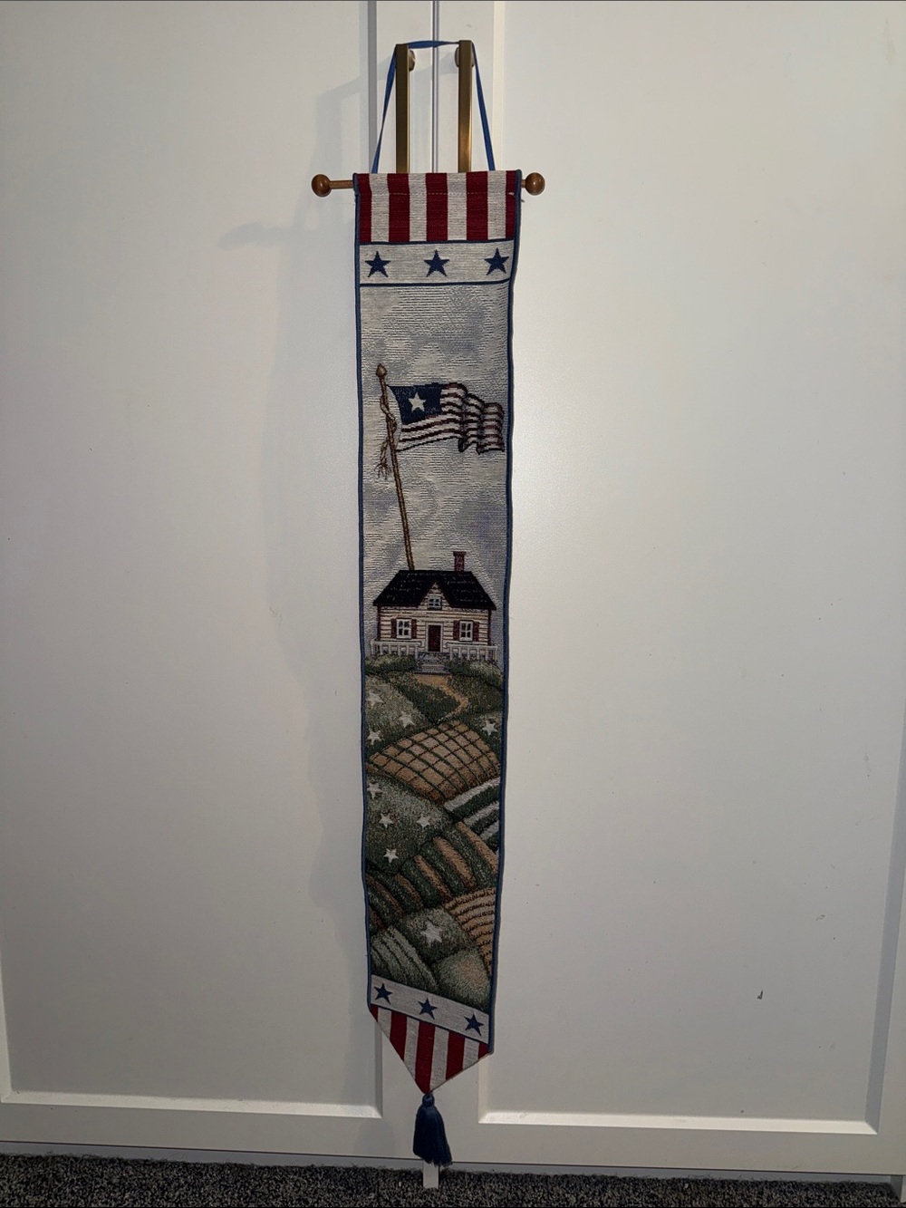 Vintage Americana-style tapestry bell pull tapestry